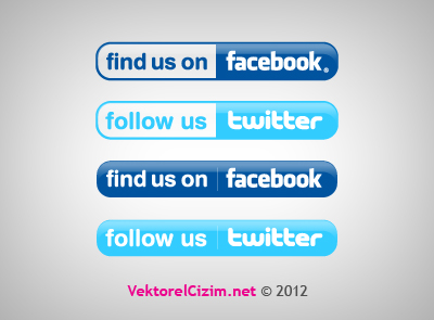 Facebook, Twitter Logo, Buton